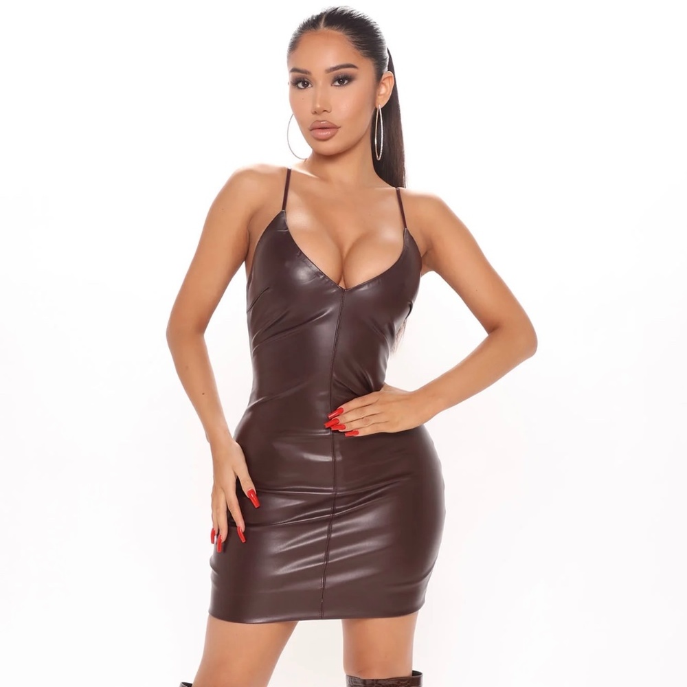 Time To Play Faux Leather Mini Dress